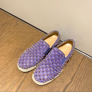 Authentic Louboutin Spike Crystal Slip Ons 36.5